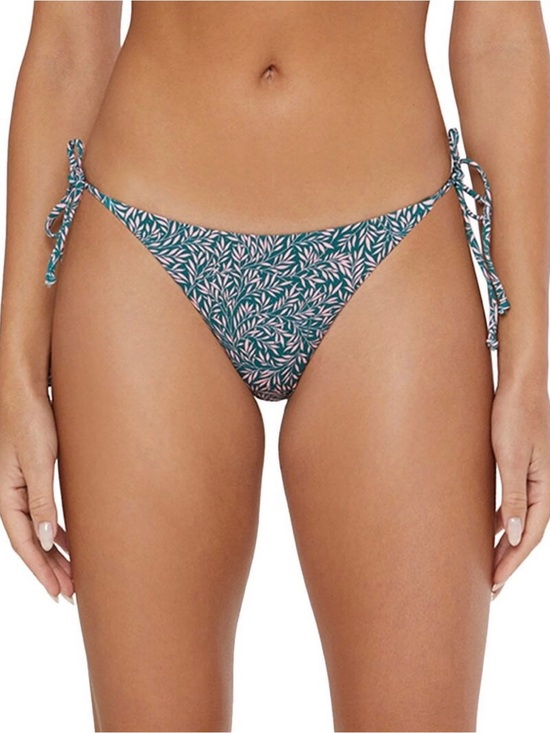 Onia Other - Onia Liberty Willow Wood Teal and Pink Leaf-Print Tie-Side Bikini Bottoms